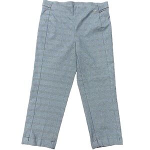 Anne Klein Black White Glen Plaid Check Twill Cropped Ankle Pants Size Large